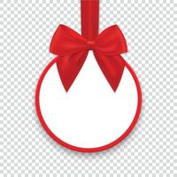 Christmas round paper gift banner with red ribbon and bow vector