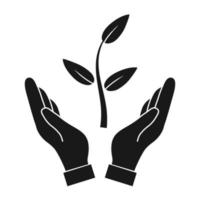 Plant in hand vector icon