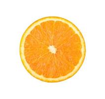 Orange slice isolated on white background. Top view photo