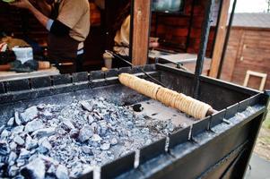 Trdelnik is a kind of spit cake, czech delicious. photo