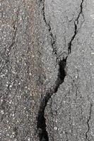 Deep cracks in asphalt photo