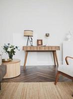 wooden table in interior. photo