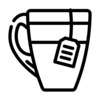 taza té línea icono vector ilustración negro