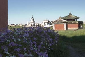 Buddhist temple at Karakorum, beautiful garden. Mongolia. photo