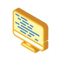 coding on computer screen isometric icon vector illustration