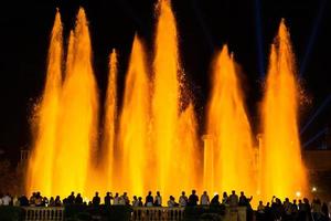 Magic fountain show in front of National museum, Barcelona.