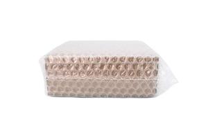 Bubbles covering the box by bubble wrap for protection product cracked isolated white background photo