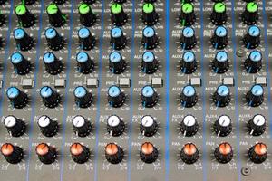 Audio control buttons Sound Control Hi Fi system The audio equipment, control panel of digital studio mixer photo