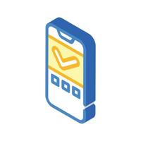 approved mark mobile display isometric icon vector illustration