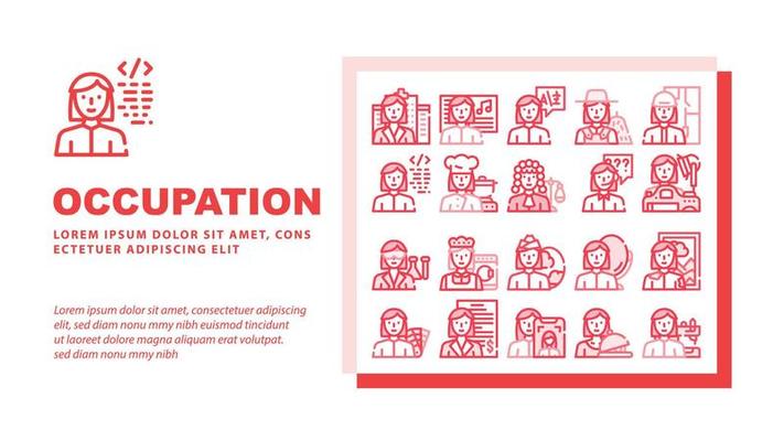 Female Occupation Landing Header Vector
