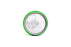 Soft drink can top view isolated on white background photo