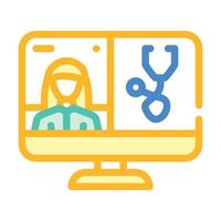 video conference with doctor color icon vector illustration