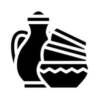 Ilustración de vector de icono de glifo de productos de cerámica terminados
