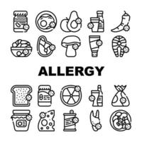 alergia en los iconos de la colección de productos establecer vector
