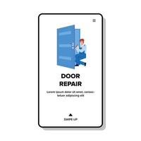 trabajador de servicio de reparación de puertas arreglar vector de construcción