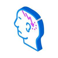 neurosis relámpago o dolor de cabeza icono isométrico ilustración vectorial vector