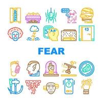 Fear Phobia Problem Collection Icons Set Vector