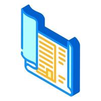 blueprint architect paperwork isometric icon vector illustration