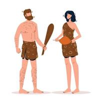 Caveman Primitive Man Talking With Woman Vector