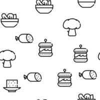 Vegan Menu Restaurant Vector Seamless Pattern