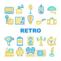 Retro Stuff Devices Collection Icons Set Vector