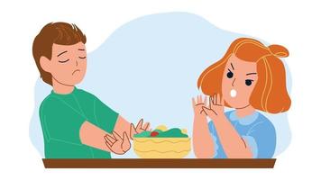 Boy And Girl Children Refusing Healthy Food Vector