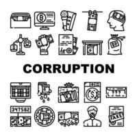 Corruption Problem Collection Icons Set Vector