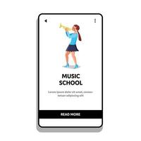 Music School Pupil Play Melody On Trumpet Vector