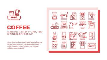 Coffee Machine Barista Equipment Landing Header Vector