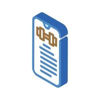 exercise description smartphone app isometric icon vector illustration