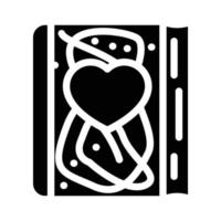 fluffy diary with heart glyph icon vector illustration