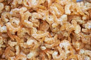 Close up Pile of dried shrimp, thai street food market photo