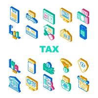 Tax Financial Payment For Income Icons Set Vector