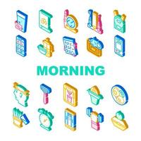 Morning Routine Daily Collection Icons Set Vector