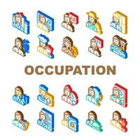 Female Occupation Collection Icons Set Vector Illustration