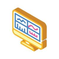 testing graphs on computer screen isometric icon vector illustration