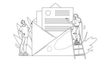 personas abriendo y leyendo vector de mensaje de correo electrónico