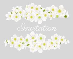 Vector greeting card template with flowers blossoms. For Valentine's day. Cherry flower spring banner with blooming sakura on the gray background. Invitation for wedding Hanami