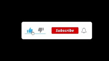 Animated youtube channel subscribe button with like dislike and bell icon black screen video