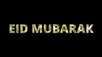 Golden text Eid Mubarak glowing lighting effects free download