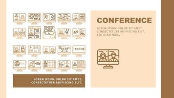 Video Conference Communication Landing Header Vector