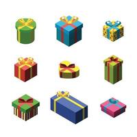 Gift Box Different Size Collection Set Vector