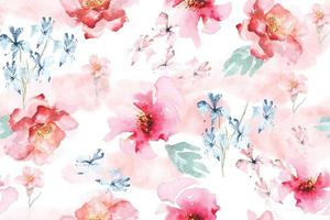 Seamless pattern of rose and orchid painted in watercolor for fabric luxurious and wallpaper, vintage style.Botanical floral pattern.Wild flower pattern background vector