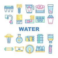 conjunto de iconos de colección de filtro de tratamiento de agua vector