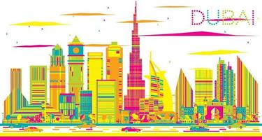 Abstract Dubai Skyline with Color Buildings. vector