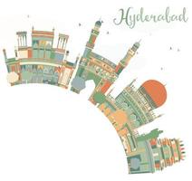 Abstract Hyderabad Skyline with Color Landmarks and Copy Space. vector