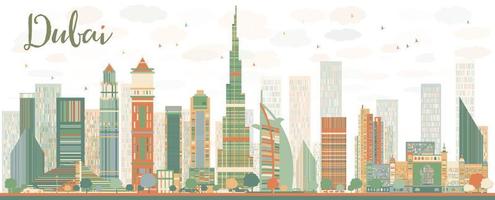 Abstract Dubai City skyline withcolor skyscrapers vector