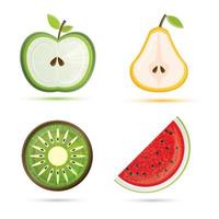 Pear, apple, watermelon, kiwi. vector