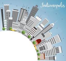 Indianapolis Skyline with Gray Buildings, Blue Sky and Copy Space. vector
