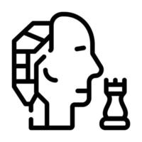 robot cabeza cerebro jugar ajedrez línea icono vector ilustración